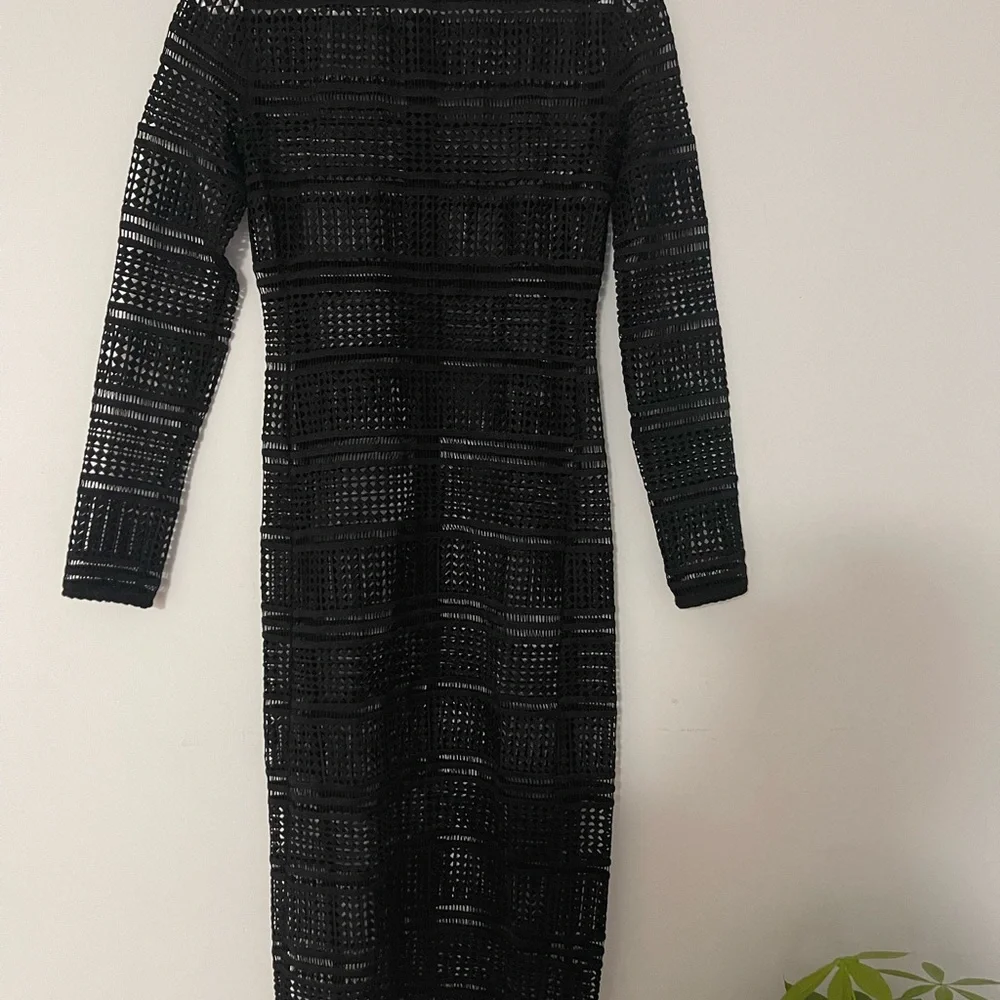 Zara Black Long Sleeve Crochet Dress - Picture 1 of 4